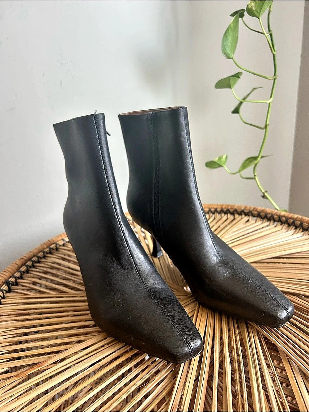 Alias Mae Black Leather Heeled Ankle Boots